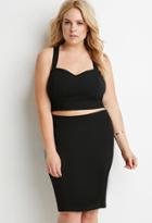 Forever21 Plus Women's  Plus Size Crepe T-back Crop Top (black)