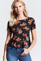 Forever21 Floral Print Peplum Top