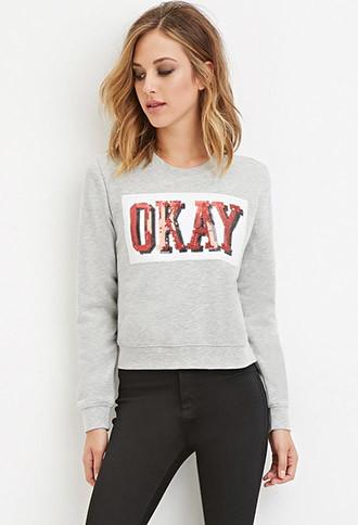 Forever21 Sequined Okay Sweatshirt