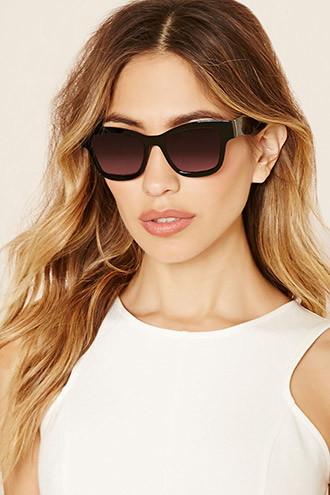 Forever21 Black & Gold Thick-framed Square Sunglasses