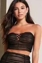 Forever21 Shirred Overlay Caged Crop Top