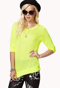 Forever21 Micro-stripe Open-knit Sweater