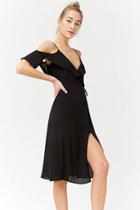 Forever21 Open-shoulder Flounce Wrap Dress