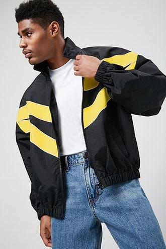 Forever21 Chevron Piped-trim Windbreaker