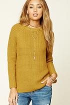 Forever21 Women's  Mustard Boxy Ribbed Knit Sweater