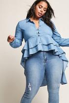 Forever21 Plus Size Chambray High-low Shirt Tunic