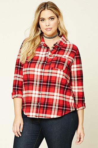 Forever21 Plus Women's  Plus Size Plaid Flannel Shirt