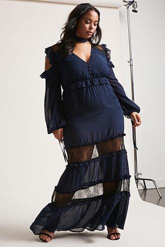 Forever21 Plus Size Dark Pink Open-shoulder Dress
