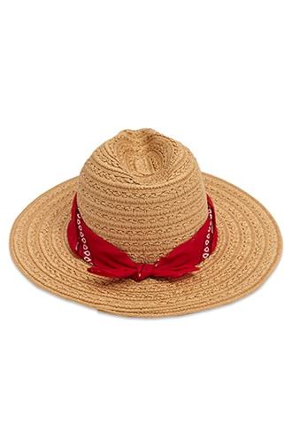 Forever21 Bandana-trim Straw Fedora