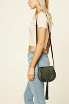 Forever21 Black Faux Leather Saddle Purse