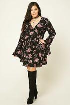 Forever21 Plus Women's  Black & Rust Plus Size Floral Mini Dress