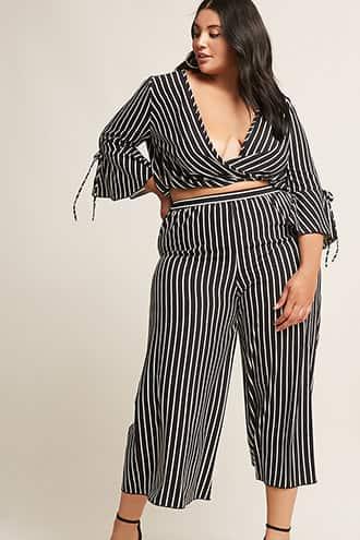 Forever21 Plus Size Stripe Palazzo Capri Pants