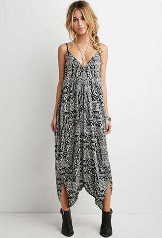 Forever21 Ornate Print Harem Jumpsuit