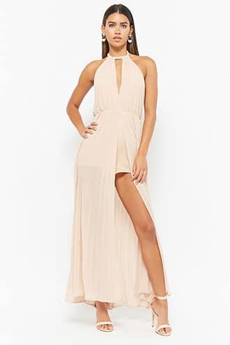 Forever21 Pleated Halter Skort Romper