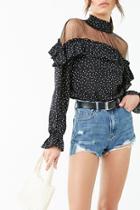 Forever21 Polka Dot Mesh-trim Top