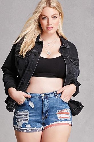 Forever21 Plus Size American Flag Shorts