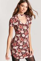 Forever21 Floral V-cutout T-shirt Dress