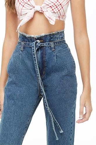 Forever21 Momokrom Belted High-waist Ankle Jeans