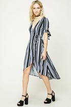 Forever21 Striped Wrap-front Midi Dress