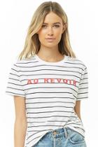 Forever21 Au Revoir Graphic Striped Tee