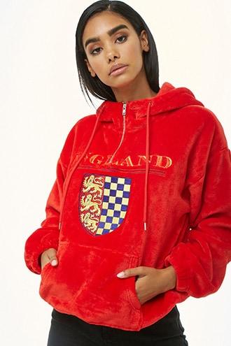 Forever21 England Graphic Plush Hoodie