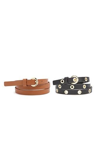 Forever21 Skinny Faux Leather Hip Belt Set