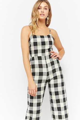 Forever21 Plaid Cami Jumpsuit