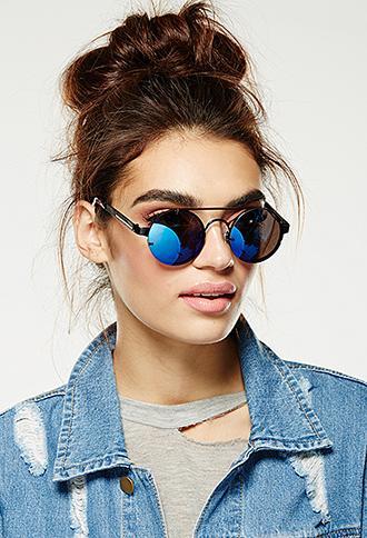 Forever21 Lennon 2 Spitfire Sunglasses Black/blue One Size