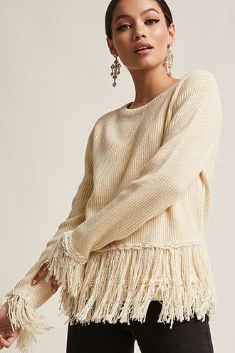 Forever21 Ribbed Knit Fringe Sweater