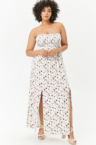Forever21 Plus Size M-slit Floral Maxi Dress
