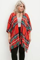 Forever21 Plus Buttoned-side Plaid Shawl