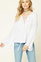 Love21 Women's  Ivory & Navy Contemporary Striped Top