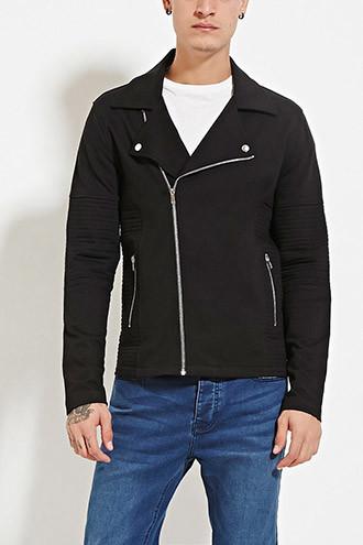 21 Men Men's  Quilted Moto Jacket