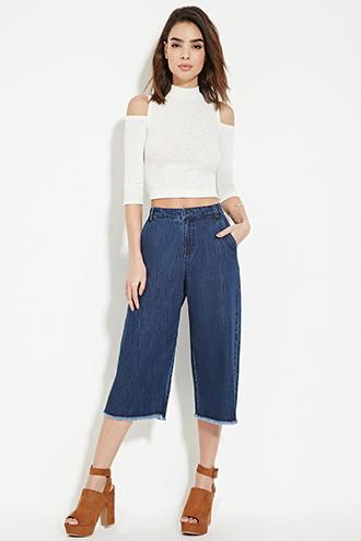 Love21 Women's  Contemporary Frayed Culottes