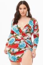 Forever21 Plus Size Striped Floral Twist-front Dress