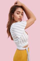 Forever21 Stripe Wrap-front Crop Top