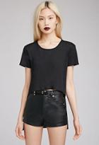 Forever21 Women's  Black Asymmetric Hem Tee