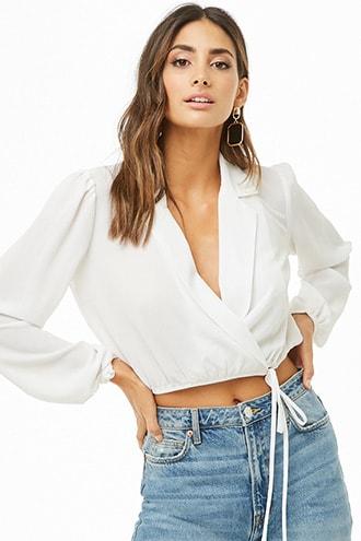 Forever21 Faux-wrap Crop Top