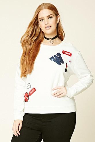 Forever21 Plus Women's  Plus Size Patch Sweatshirt