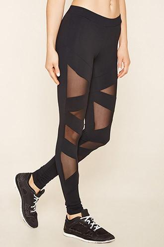 Forever21 Women's  Active Zigzag Mesh Leggings