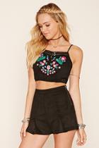Forever21 Women's  Embroidered Cami Crop Top