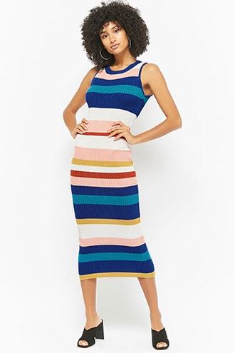 Forever21 Ribbed Knit Striped Dress