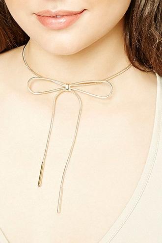 Forever21 Snake Chain Bow Necklace