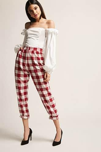 Forever21 Gingham High-rise Pants
