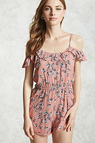 Forever21 Open-shoulder Floral Romper