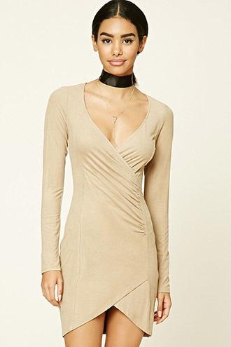 Forever21 Women's  Faux Suede Bodycon Tulip Dress