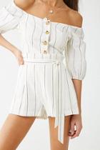 Forever21 Linen-blend Pinstriped Shorts