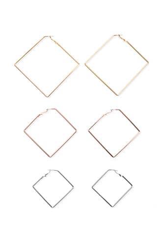 Forever21 Diamond Hoop Earring Set