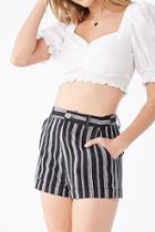 Forever21 Linen-blend Striped Cuffed Shorts