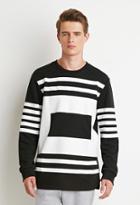 21 Men Striped Box Print Sweatshirt